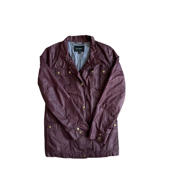 BANANA REPUBLIC Womens Utility Jacket Size M Waxed Coated Canvas Burgundy VTG - Picture 2 of 16